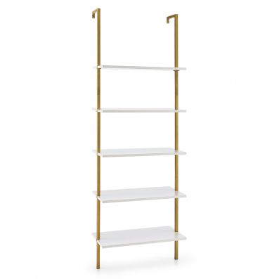 5-Tier Ladder Shelf with Steel Frame for Living Room Bedroom Office ...