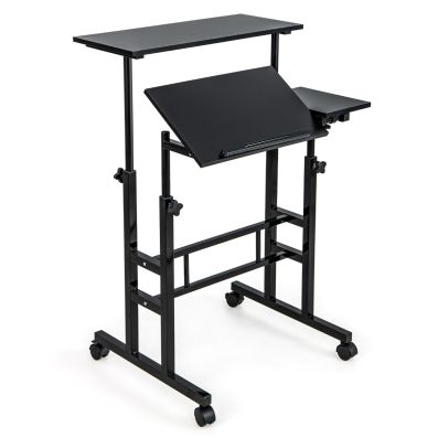 Height Adjustable Workstation with Wheels for Standing or Sitting - Costway