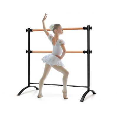 4 Feet Double Ballet Barre Bar with Adjustable Height - Costway