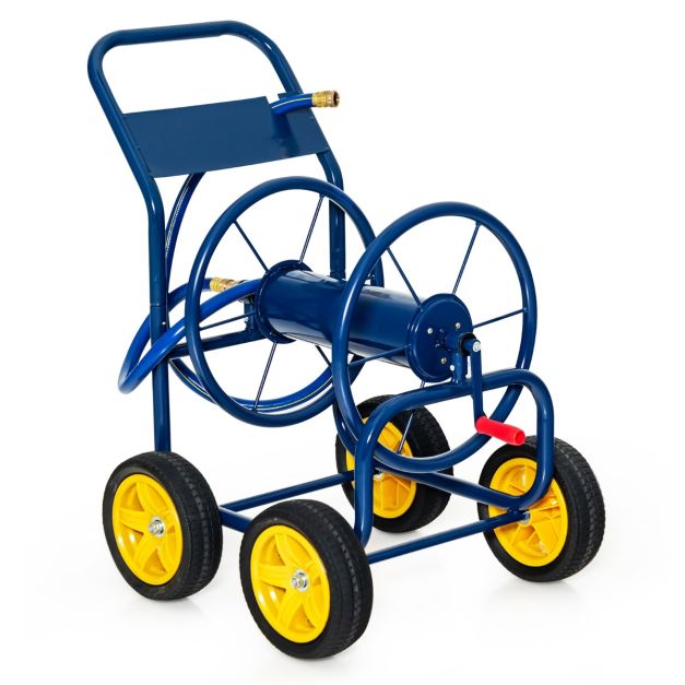 Garden Hose Reel Cart with Wheels and Non-slip Grip - Costway