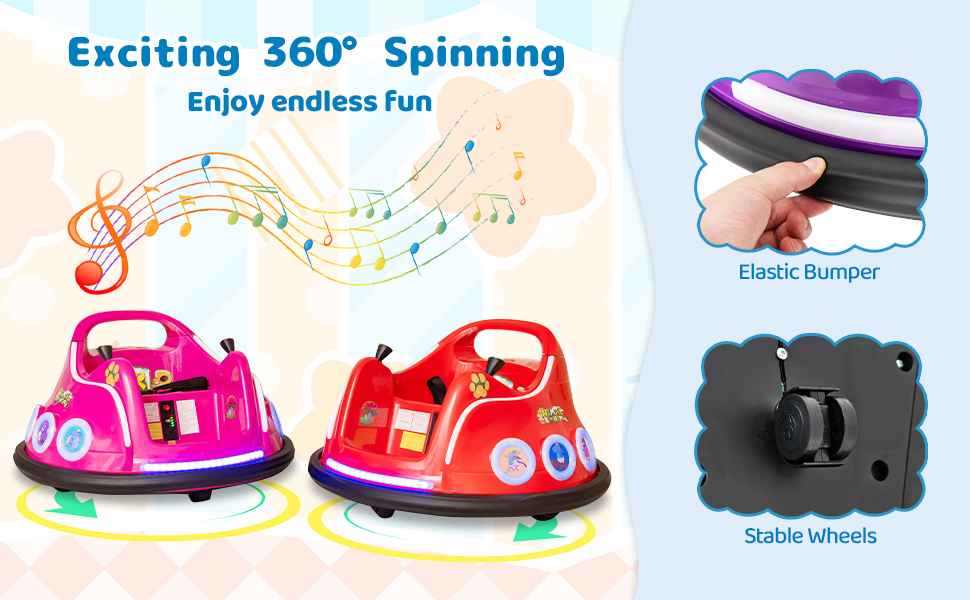 Electric Bumper Car with 360° Spin and Remote Control