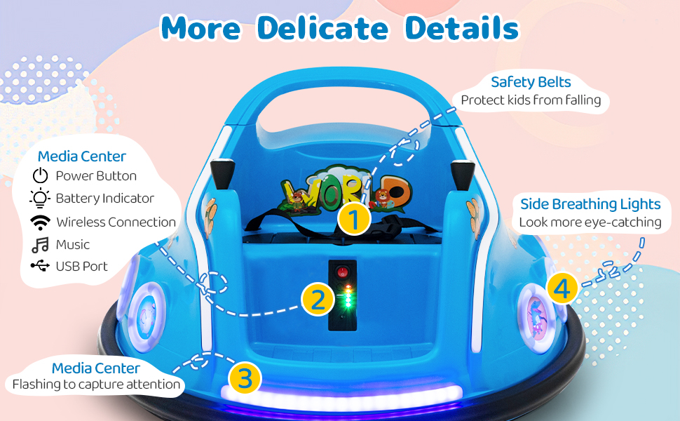 Electric Bumper Car with 360° Spin and Remote Control
